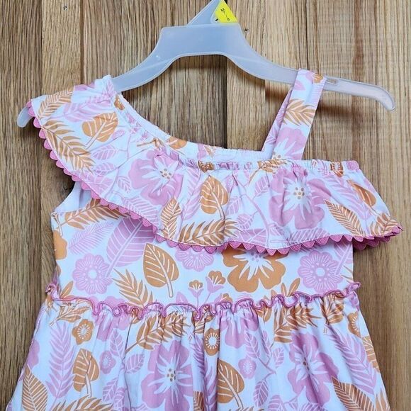 Good Lad Girls Ruffle One Shoulder Dress, Size 4T, Pink & White Hawaiian - Picture 2 of 8